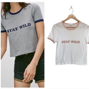𝅺ARITZIA Talula Beddington Stay Wild Tee Graphic Small white peach colour